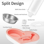 Automatic Pet Feeder 2-In-1 Pet  Feeding Dispenser Detachable Dog Water Bottle and Food Bowl Heart Shaped (Blue)