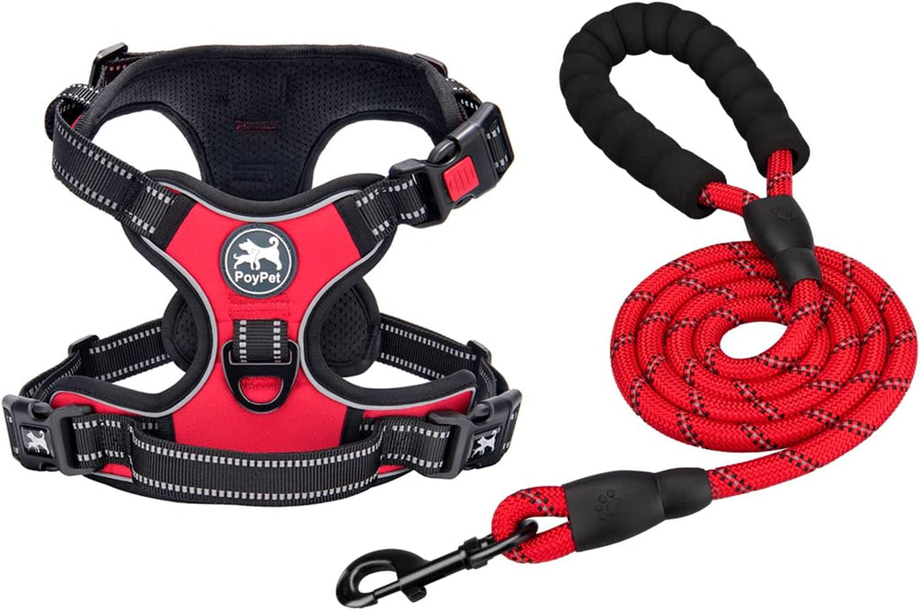 Dog Harness and Leash Combo, Escape Proof,  5 Feet Leash, Reflective Adjustable.