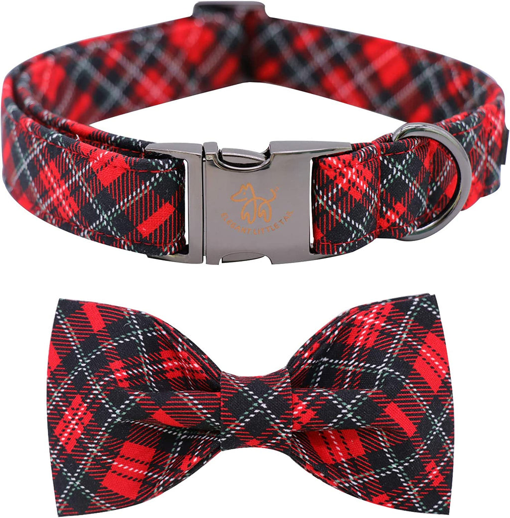 Elegant Little Tail Christmas Dog Collar, Pet Collar Soft with Comfy Bowtie Dog Collar Holiday Adjustable Pet Gift Collars for Small Medium Large Dogs