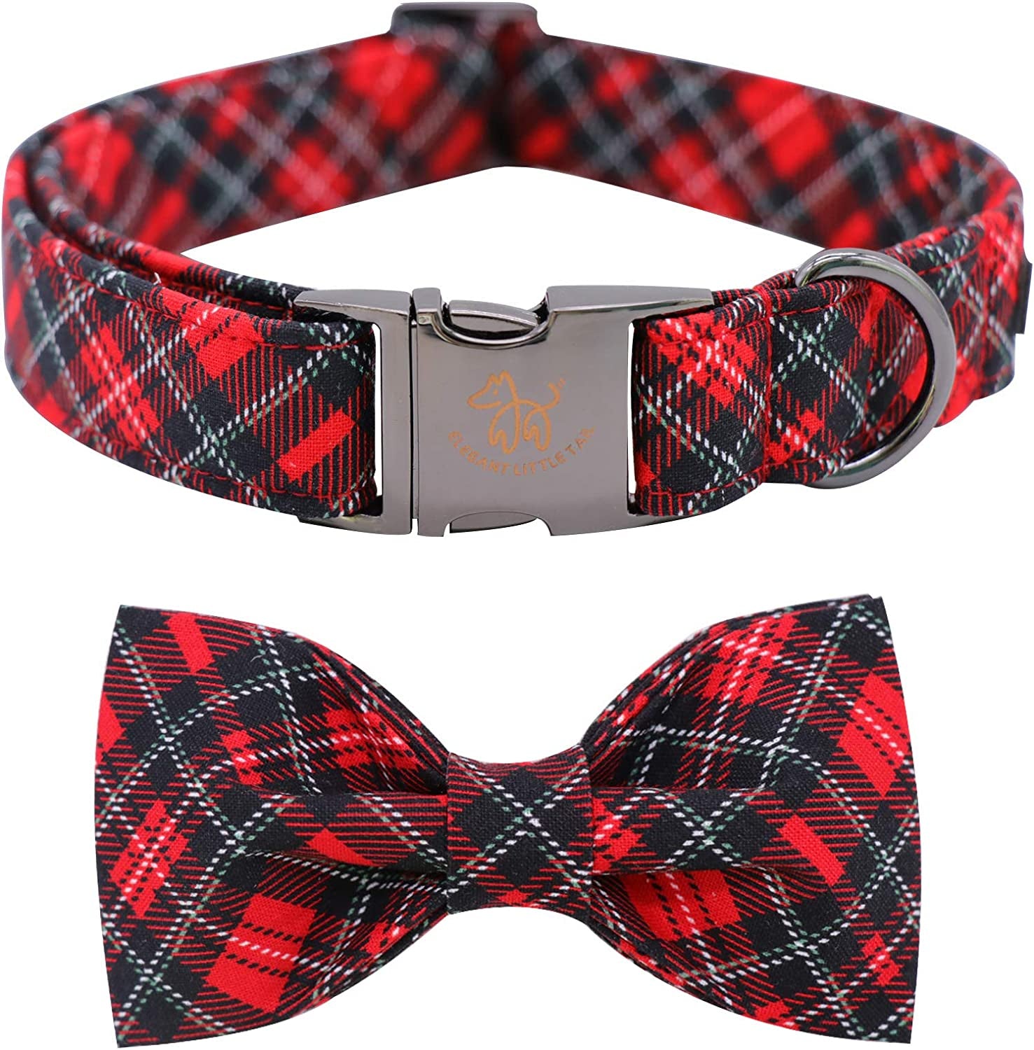 Elegant Little Tail Christmas Dog Collar, Pet Collar Soft with Comfy Bowtie Dog Collar Holiday Adjustable Pet Gift Collars for Small Medium Large Dogs