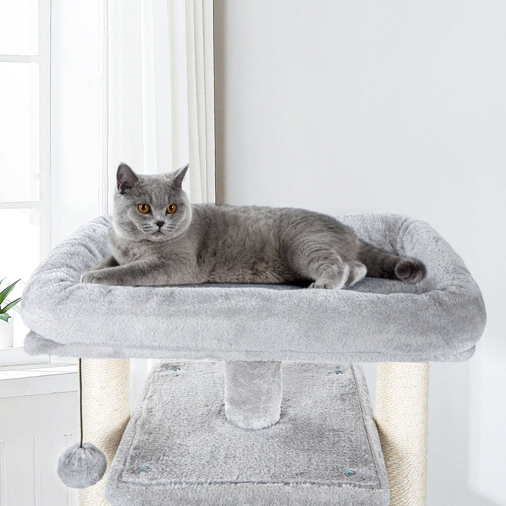 Pefilos 29" Cat Tree Tower for Indoor Cats Cat Condo with Sisal Scratching Posts, Plush Perch, Cat Bed Furniture, Gray