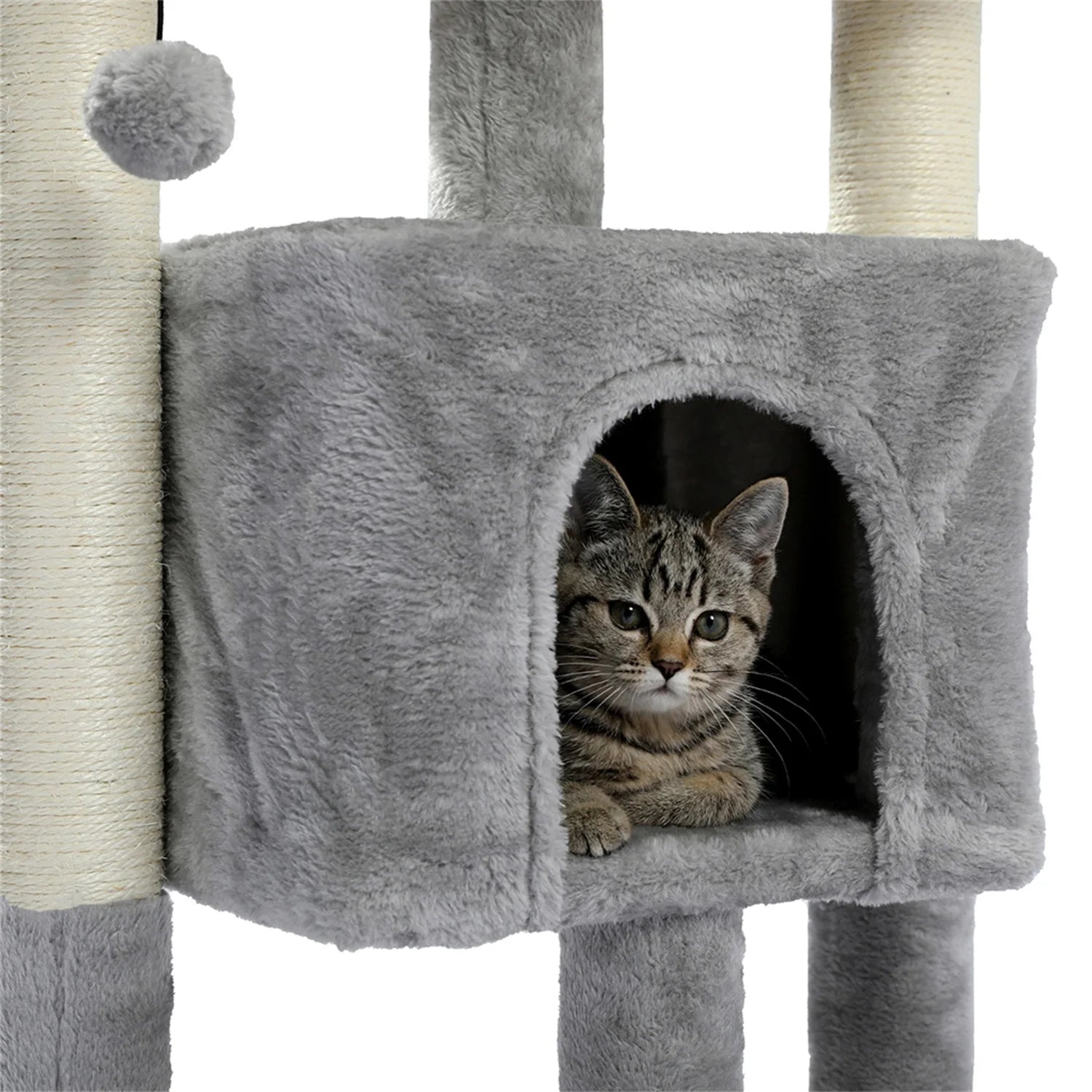 Pefilos 29" Cat Tree Tower for Indoor Cats Cat Condo with Sisal Scratching Posts, Plush Perch, Cat Bed Furniture, Gray