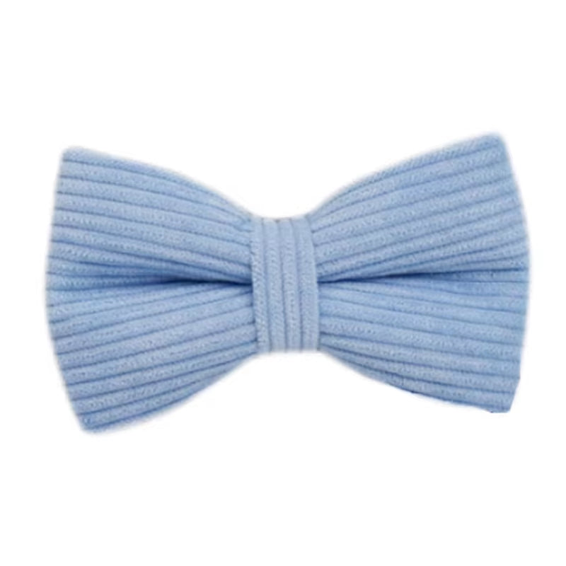 Blue Corduroy Dog Collar and Leash Set for Dogs