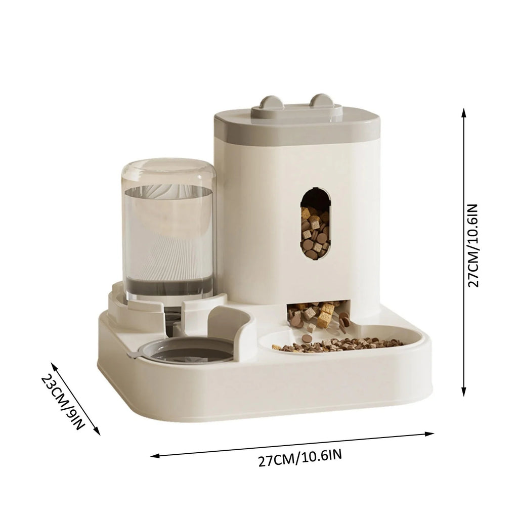 Automatic Dual Bowl Pet Feeder & Water Dispenser with Adjustable Portion Control.