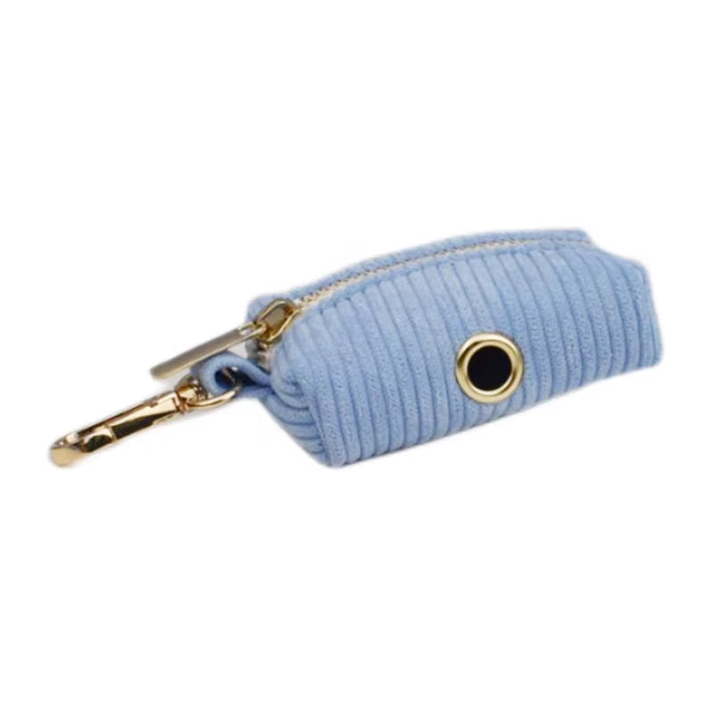 Blue Corduroy Dog Collar and Leash Set for Dogs