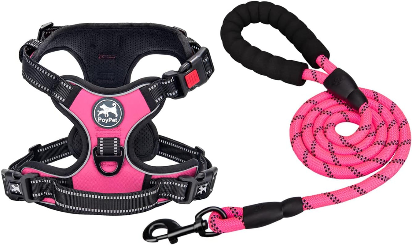 Dog Harness and Leash Combo, Escape Proof,  5 Feet Leash, Reflective Adjustable.