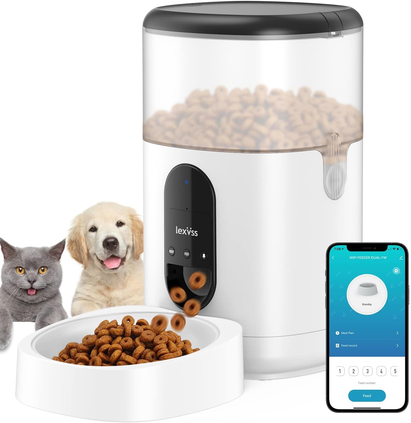Automatic Cat/dog Feeder, Dog Dispenser with Voice Recorder Programmable, Smart APP Auto Food Feeder.