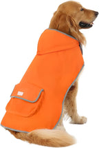 HDE Reversible Dog Raincoat Hooded Slicker Poncho Rain Coat Jacket for Small Medium Large Dogs Camo Orange - L