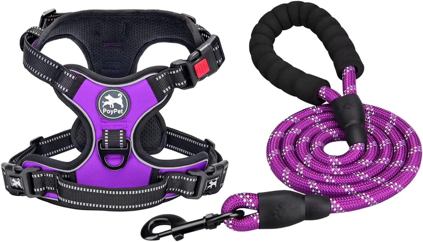 Dog Harness and Leash Combo, Escape Proof,  5 Feet Leash, Reflective Adjustable.